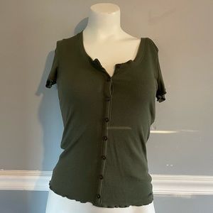 Button up ribbed top